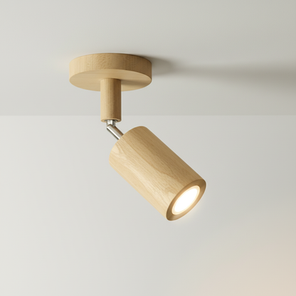 Adjustable Track Light with Wood Finish GU10 Socket Swivel Directional Spotlights for Kitchen Living Room Bedroom Home Accent Task Lighting