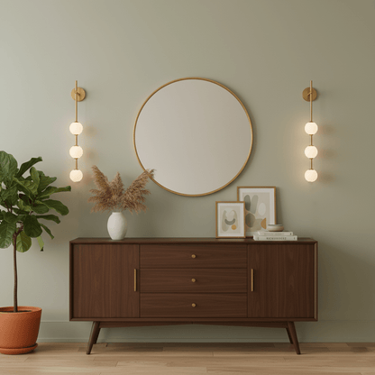 LED Globe Sconce Hardwired Wall Mount Fixture 26 Inch Brass Finish Sphere Shade Lighting for Bedroom Bath Hallway Reading Nook Accent Indoor