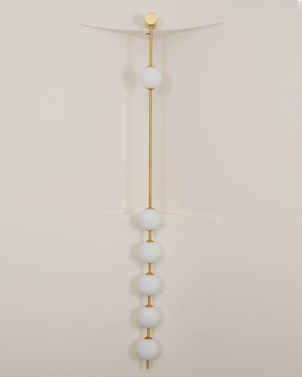 Vertical Multi-Globe LED Wall Sconce Brass Finish Adjustable Height Indoor Hallway Staircase Entry Lighting Modern Metal Glass Fixture 3-6 L