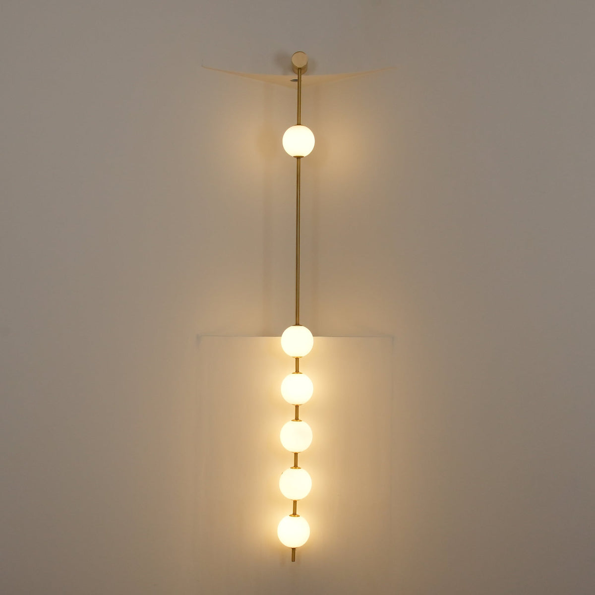 Vertical Multi-Globe LED Wall Sconce Brass Finish Adjustable Height Indoor Hallway Staircase Entry Lighting Modern Metal Glass Fixture 3-6 L