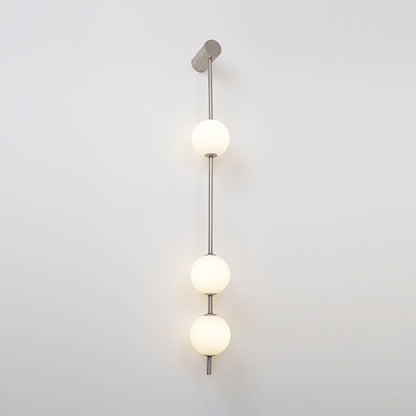 Vertical Multi-Globe LED Wall Sconce Brass Finish Adjustable Height Indoor Hallway Staircase Entry Lighting Modern Metal Glass Fixture 3-6 L