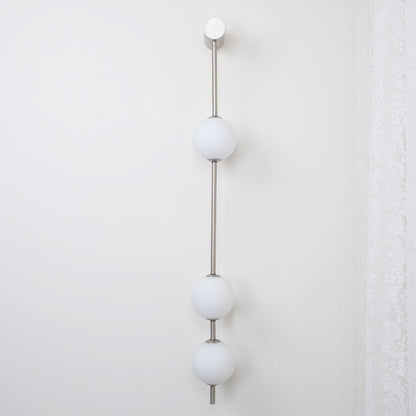 Vertical Multi-Globe LED Wall Sconce Brass Finish Adjustable Height Indoor Hallway Staircase Entry Lighting Modern Metal Glass Fixture 3-6 L