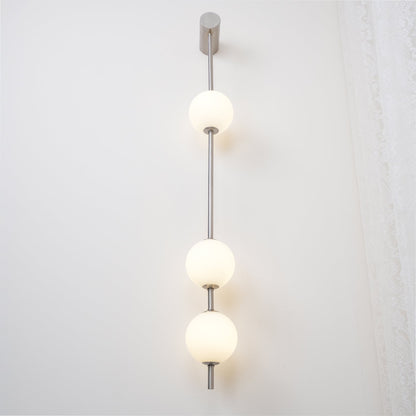 Vertical Multi-Globe LED Wall Sconce Brass Finish Adjustable Height Indoor Hallway Staircase Entry Lighting Modern Metal Glass Fixture 3-6 L
