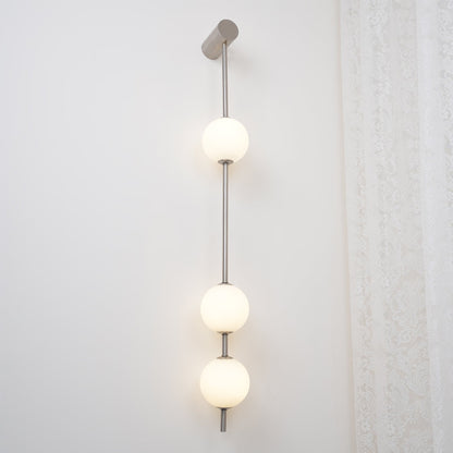 Vertical Multi-Globe LED Wall Sconce Brass Finish Adjustable Height Indoor Hallway Staircase Entry Lighting Modern Metal Glass Fixture 3-6 L