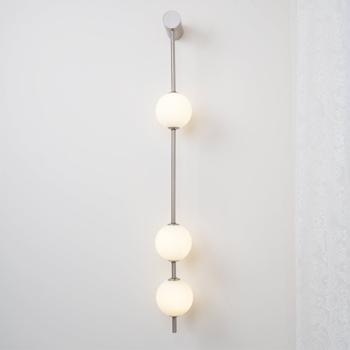 Vertical Multi-Globe LED Wall Sconce Brass Finish Adjustable Height Indoor Hallway Staircase Entry Lighting Modern Metal Glass Fixture 3-6 L