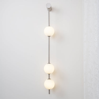 Vertical Multi-Globe LED Wall Sconce Brass Finish Adjustable Height Indoor Hallway Staircase Entry Lighting Modern Metal Glass Fixture 3-6 L