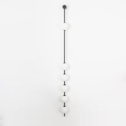 Vertical Multi-Globe LED Wall Sconce Brass Finish Adjustable Height Indoor Hallway Staircase Entry Lighting Modern Metal Glass Fixture 3-6 L