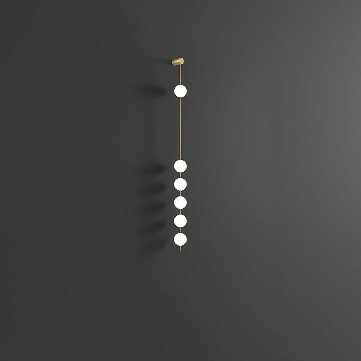 Vertical Multi-Globe LED Wall Sconce Brass Finish Adjustable Height Indoor Hallway Staircase Entry Lighting Modern Metal Glass Fixture 3-6 L