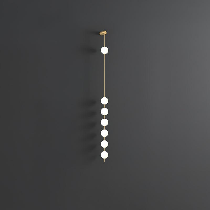 Vertical Multi-Globe LED Wall Sconce Brass Finish Adjustable Height Indoor Hallway Staircase Entry Lighting Modern Metal Glass Fixture 3-6 L