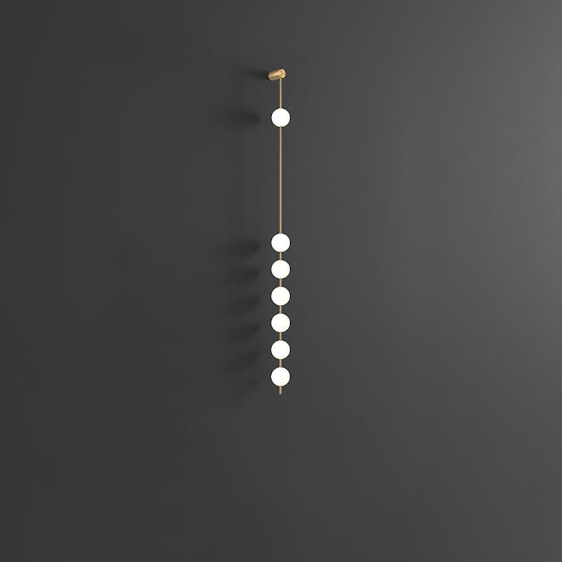 Vertical Multi-Globe LED Wall Sconce Brass Finish Adjustable Height Indoor Hallway Staircase Entry Lighting Modern Metal Glass Fixture 3-6 L