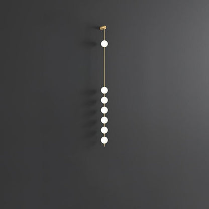 Vertical Multi-Globe LED Wall Sconce Brass Finish Adjustable Height Indoor Hallway Staircase Entry Lighting Modern Metal Glass Fixture 3-6 L