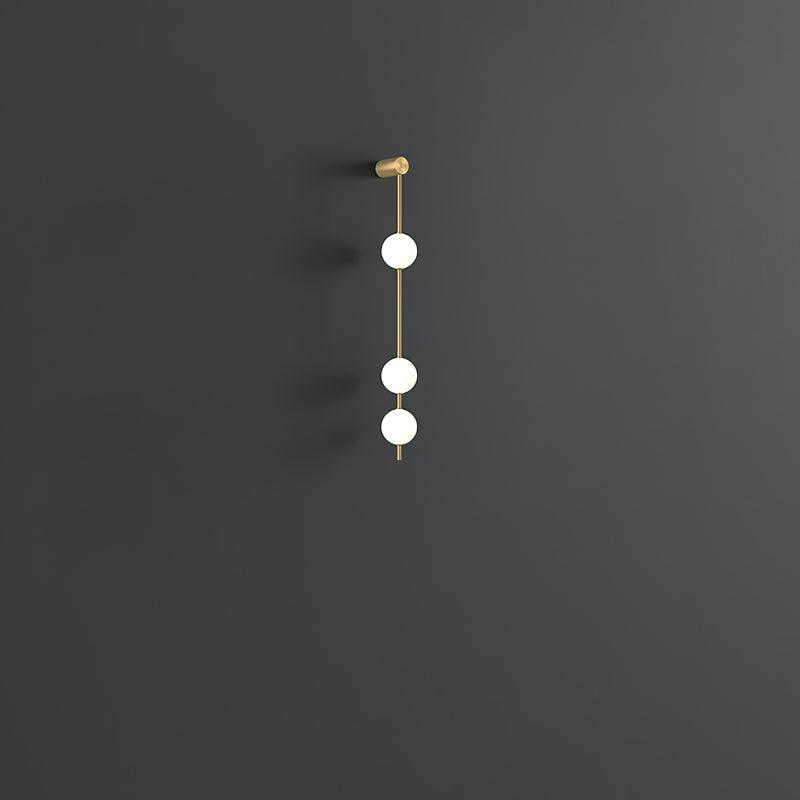 Vertical Multi-Globe LED Wall Sconce Brass Finish Adjustable Height Indoor Hallway Staircase Entry Lighting Modern Metal Glass Fixture 3-6 L