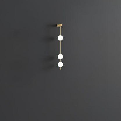 Vertical Multi-Globe LED Wall Sconce Brass Finish Adjustable Height Indoor Hallway Staircase Entry Lighting Modern Metal Glass Fixture 3-6 L