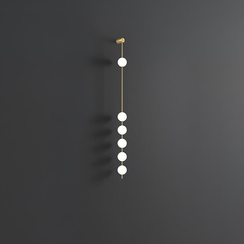 Vertical Multi-Globe LED Wall Sconce Brass Finish Adjustable Height Indoor Hallway Staircase Entry Lighting Modern Metal Glass Fixture 3-6 L