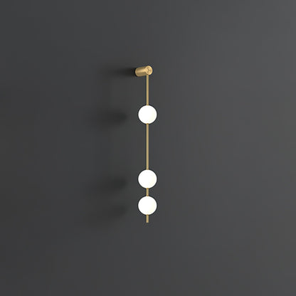 Vertical Multi-Globe LED Wall Sconce Brass Finish Adjustable Height Indoor Hallway Staircase Entry Lighting Modern Metal Glass Fixture 3-6 L
