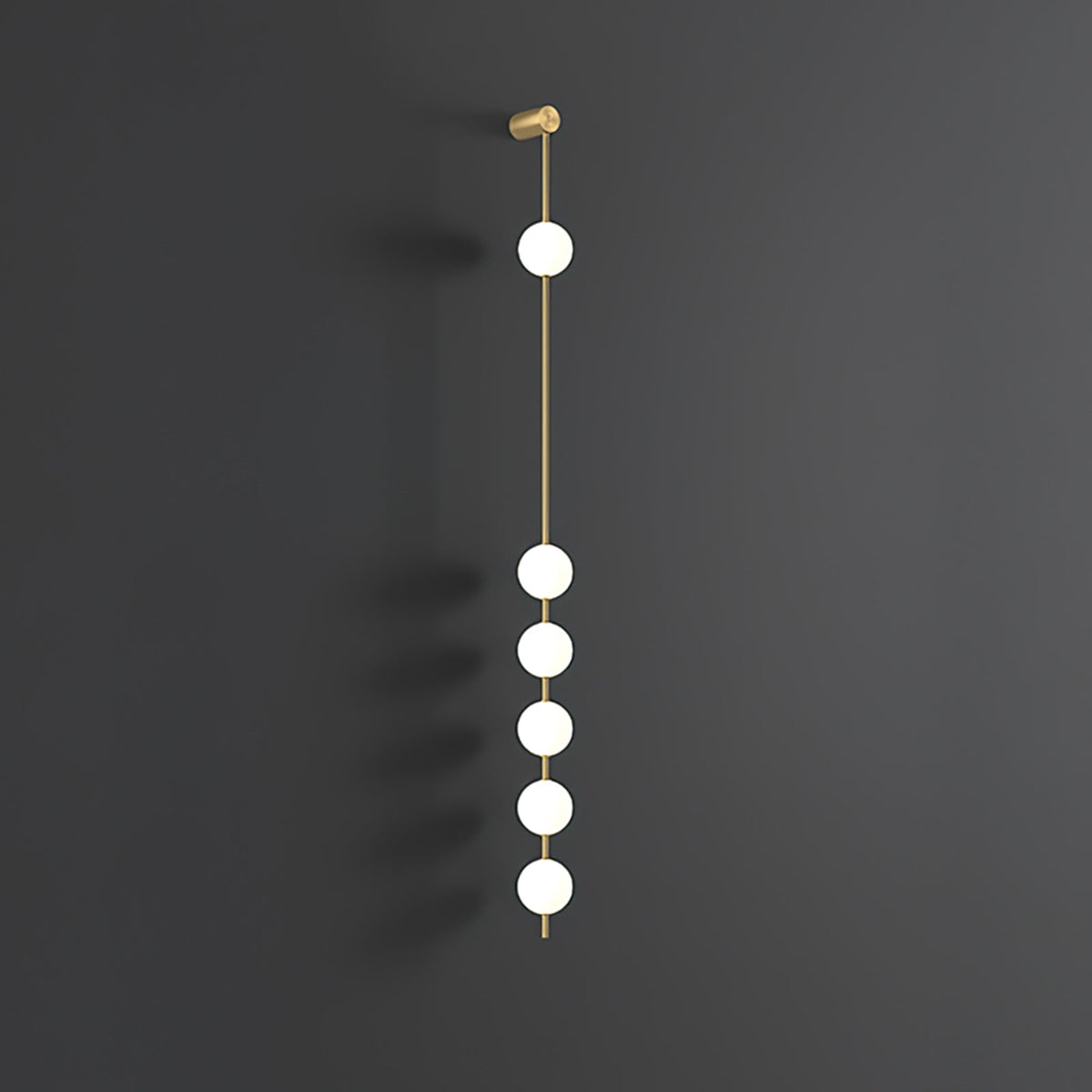 Vertical Multi-Globe LED Wall Sconce Brass Finish Adjustable Height Indoor Hallway Staircase Entry Lighting Modern Metal Glass Fixture 3-6 L