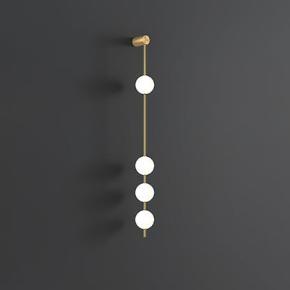 Vertical Multi-Globe LED Wall Sconce Brass Finish Adjustable Height Indoor Hallway Staircase Entry Lighting Modern Metal Glass Fixture 3-6 L