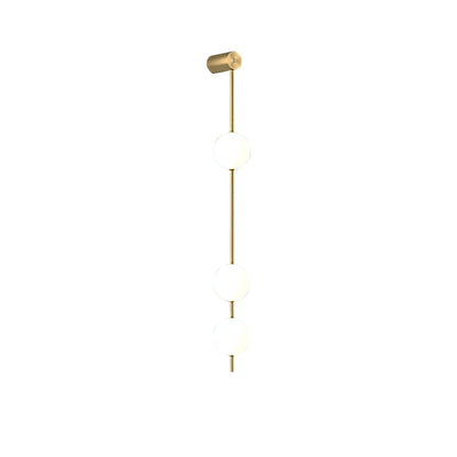 Vertical Multi-Globe LED Wall Sconce Brass Finish Adjustable Height Indoor Hallway Staircase Entry Lighting Modern Metal Glass Fixture 3-6 L