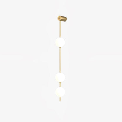 Vertical Multi-Globe LED Wall Sconce Brass Finish Adjustable Height Indoor Hallway Staircase Entry Lighting Modern Metal Glass Fixture 3-6 L