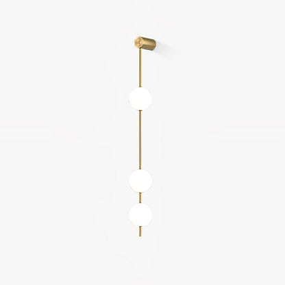 Vertical Multi-Globe LED Wall Sconce Brass Finish Adjustable Height Indoor Hallway Staircase Entry Lighting Modern Metal Glass Fixture 3-6 L