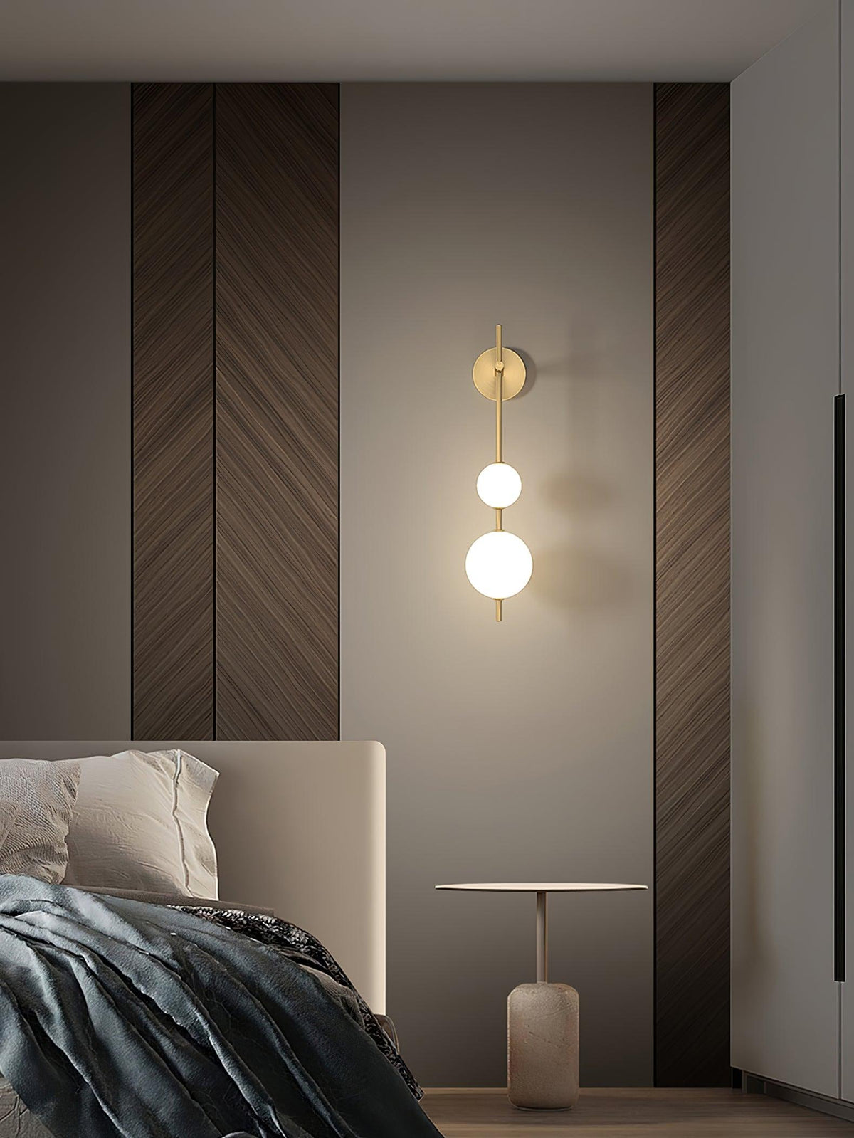 LED Globe Sconce Hardwired Wall Mount Fixture 26 Inch Brass Finish Sphere Shade Lighting for Bedroom Bath Hallway Reading Nook Accent Indoor