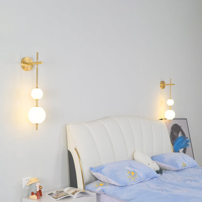 LED Globe Sconce Hardwired Wall Mount Fixture 26 Inch Brass Finish Sphere Shade Lighting for Bedroom Bath Hallway Reading Nook Accent Indoor
