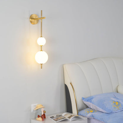 LED Globe Sconce Hardwired Wall Mount Fixture 26 Inch Brass Finish Sphere Shade Lighting for Bedroom Bath Hallway Reading Nook Accent Indoor
