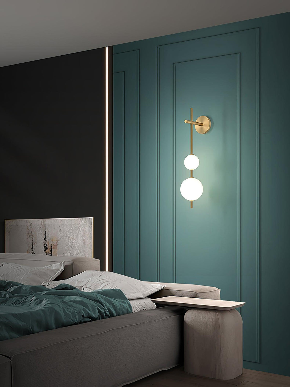 LED Globe Sconce Hardwired Wall Mount Fixture 26 Inch Brass Finish Sphere Shade Lighting for Bedroom Bath Hallway Reading Nook Accent Indoor