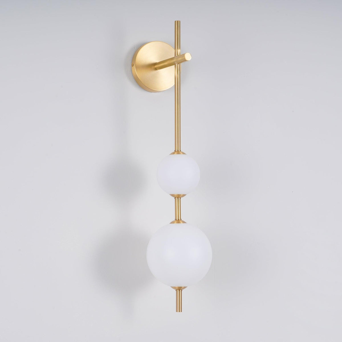 LED Globe Sconce Hardwired Wall Mount Fixture 26 Inch Brass Finish Sphere Shade Lighting for Bedroom Bath Hallway Reading Nook Accent Indoor