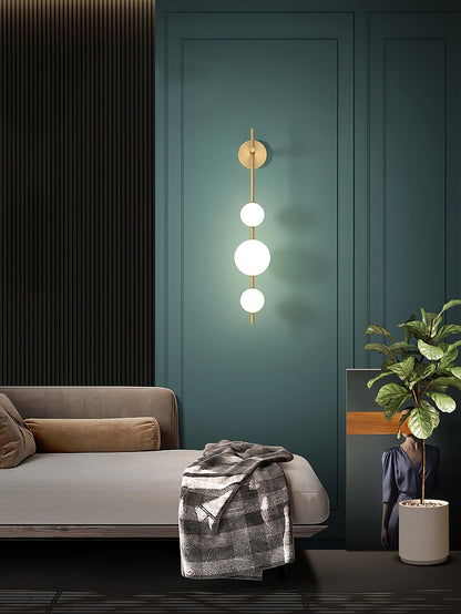 LED Globe Sconce Hardwired Wall Mount Fixture 26 Inch Brass Finish Sphere Shade Lighting for Bedroom Bath Hallway Reading Nook Accent Indoor