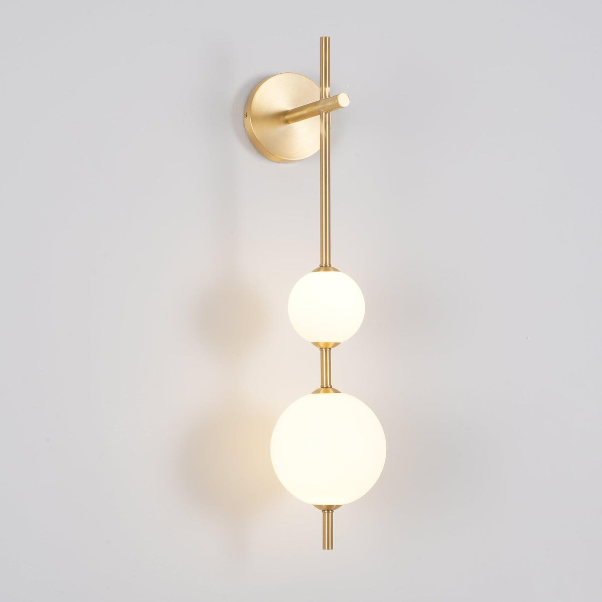 LED Globe Sconce Hardwired Wall Mount Fixture 26 Inch Brass Finish Sphere Shade Lighting for Bedroom Bath Hallway Reading Nook Accent Indoor