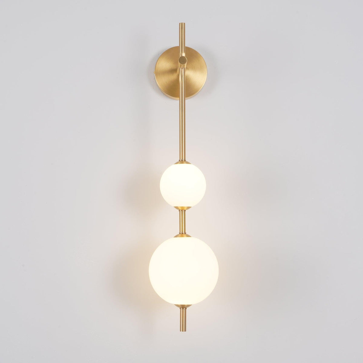 LED Globe Sconce Hardwired Wall Mount Fixture 26 Inch Brass Finish Sphere Shade Lighting for Bedroom Bath Hallway Reading Nook Accent Indoor