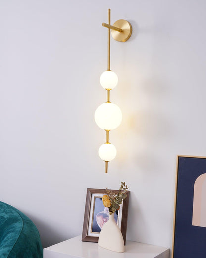 LED Globe Sconce Hardwired Wall Mount Fixture 26 Inch Brass Finish Sphere Shade Lighting for Bedroom Bath Hallway Reading Nook Accent Indoor