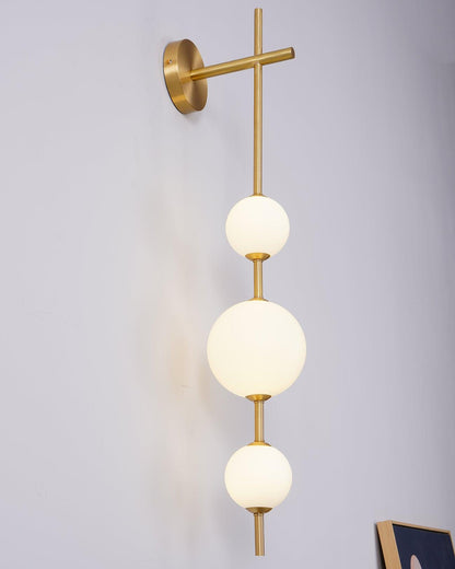 LED Globe Sconce Hardwired Wall Mount Fixture 26 Inch Brass Finish Sphere Shade Lighting for Bedroom Bath Hallway Reading Nook Accent Indoor