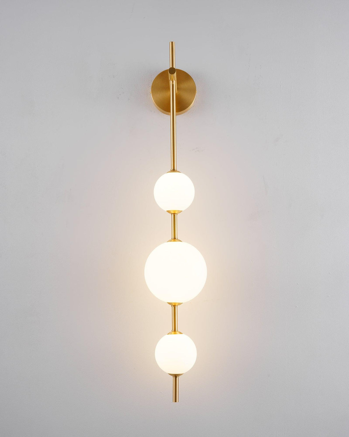 LED Globe Sconce Hardwired Wall Mount Fixture 26 Inch Brass Finish Sphere Shade Lighting for Bedroom Bath Hallway Reading Nook Accent Indoor