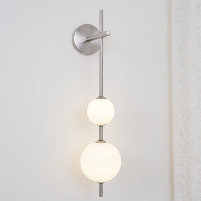 LED Globe Sconce Hardwired Wall Mount Fixture 26 Inch Brass Finish Sphere Shade Lighting for Bedroom Bath Hallway Reading Nook Accent Indoor