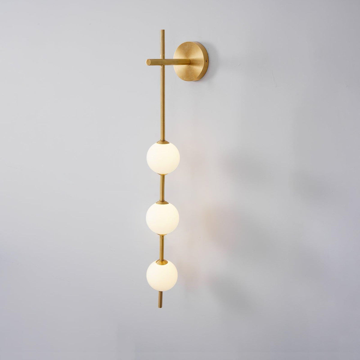 LED Globe Sconce Hardwired Wall Mount Fixture 26 Inch Brass Finish Sphere Shade Lighting for Bedroom Bath Hallway Reading Nook Accent Indoor