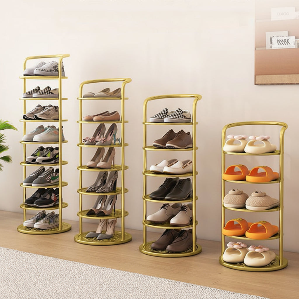 Vertical Shoe Rack | Space-Saving Metal Organizer with Multiple Tiers | Minimalist Design for Entryway Storage