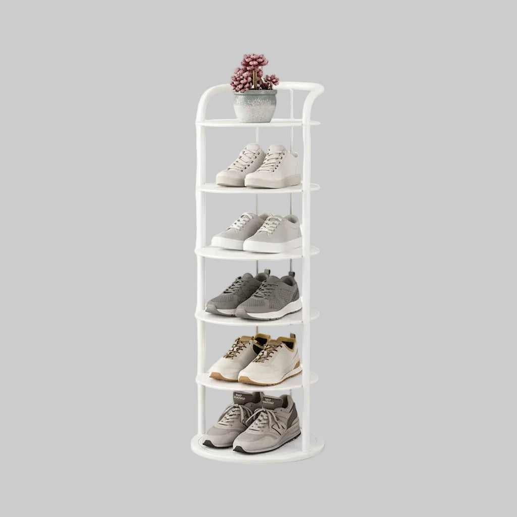 Vertical Shoe Rack | Space-Saving Metal Organizer with Multiple Tiers | Minimalist Design for Entryway Storage
