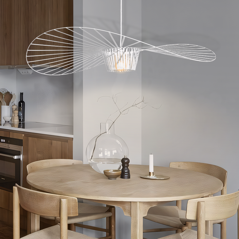 Adjustable Hanging Light Metal & Fabric for Dining Table Kitchen Island Modern Ceiling Fixture E27 Socket Wide Shade Contemporary Home Decor