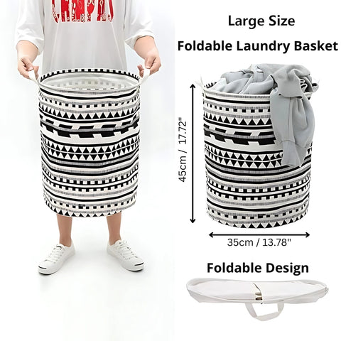 Vero Laundry Hamper - Foldable Tribal Pattern, Large Capacity