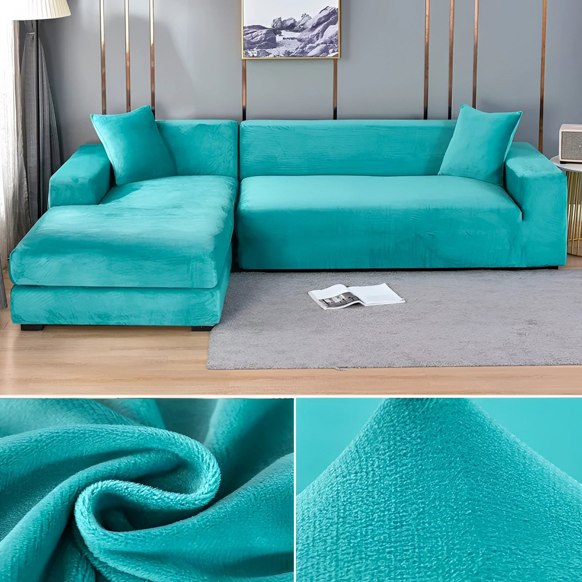 Ortekor Vexa | Modern Velvet Sectional Sofa Cover with Stretchable Fabric | Elegant Protection for Your Furniture