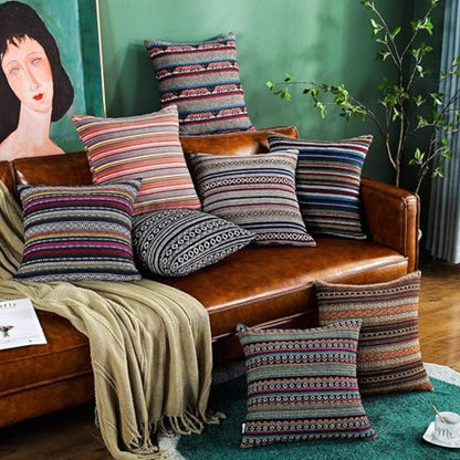 Vibrant Cushion Cover - Woven Microfiber, Bohemian Geometric Design