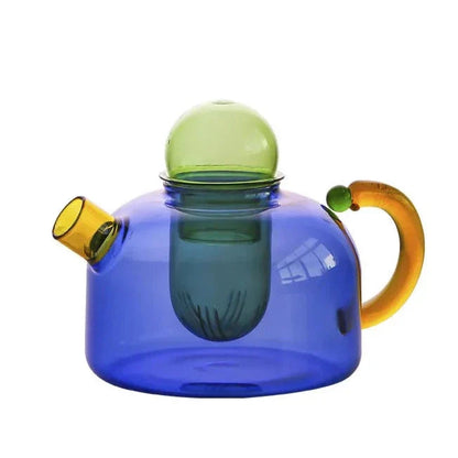 Vibrant Glass Tea Set | Colorful Borosilicate Tea Cups & Teapot | Unique Shapes for Enjoyable Tea Experience