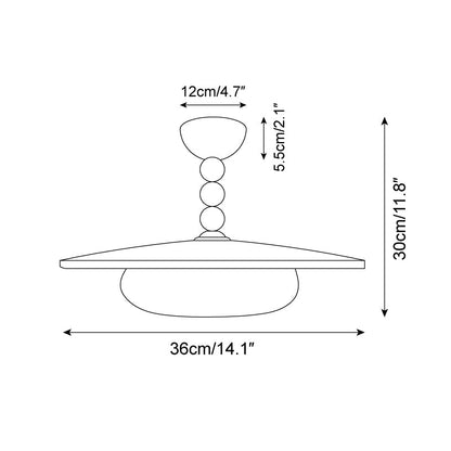 Wood and Alabaster Flush-Mount LED Ceiling Light 14 in Diameter, 36W 3000K for Kitchen Dining Room Bedroom