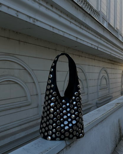 Vienna Collection | Studded Rivet Bag with Soft Slouchy Design | Statement Accessory for Night Out