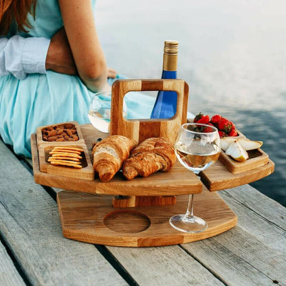 Portable Wooden Picnic Table for Outdoor Wine Gatherings