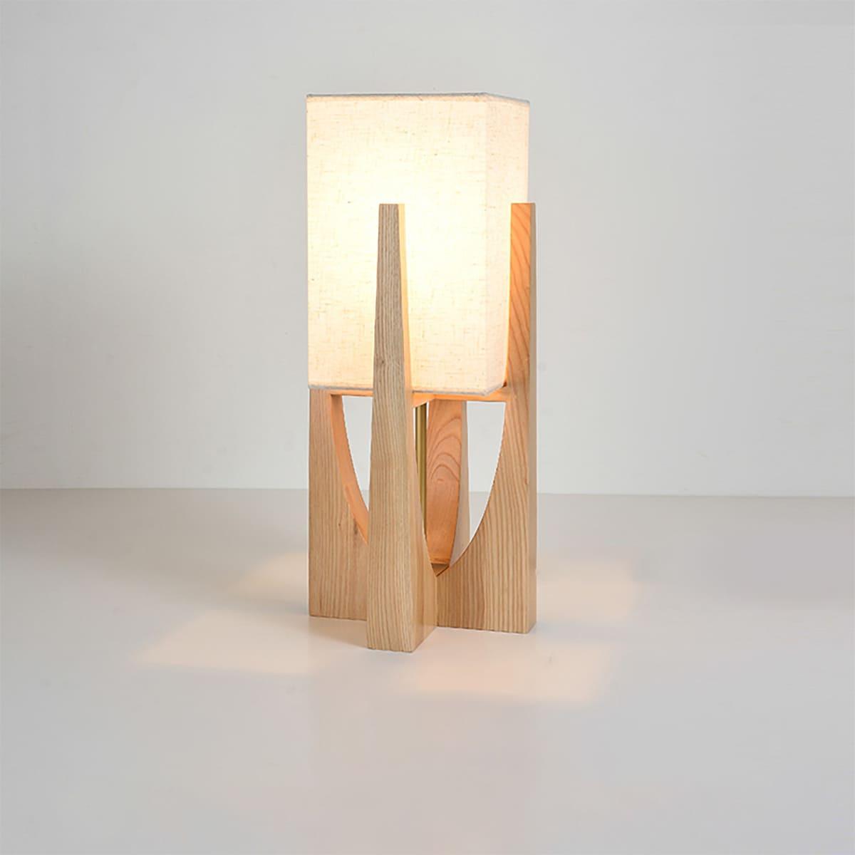 Standing Lamp with Fabric Shade 57 Inches Tall Ash Wood Uplight for Bedrooms Reading Nooks Living Spaces Modern Homes