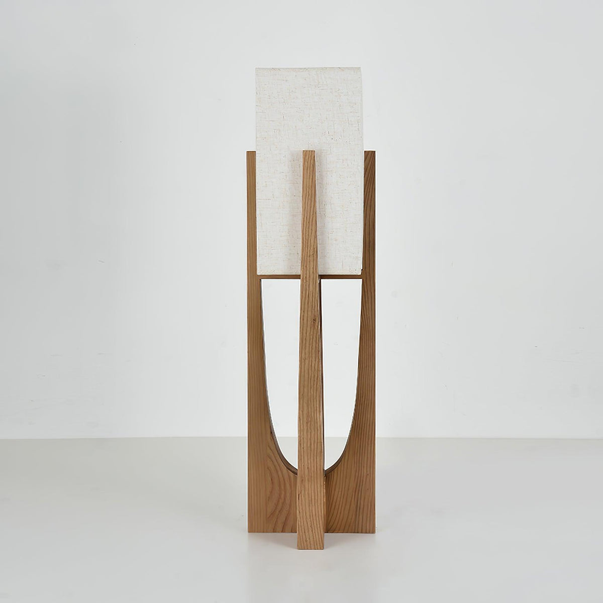 Standing Lamp with Fabric Shade 57 Inches Tall Ash Wood Uplight for Bedrooms Reading Nooks Living Spaces Modern Homes