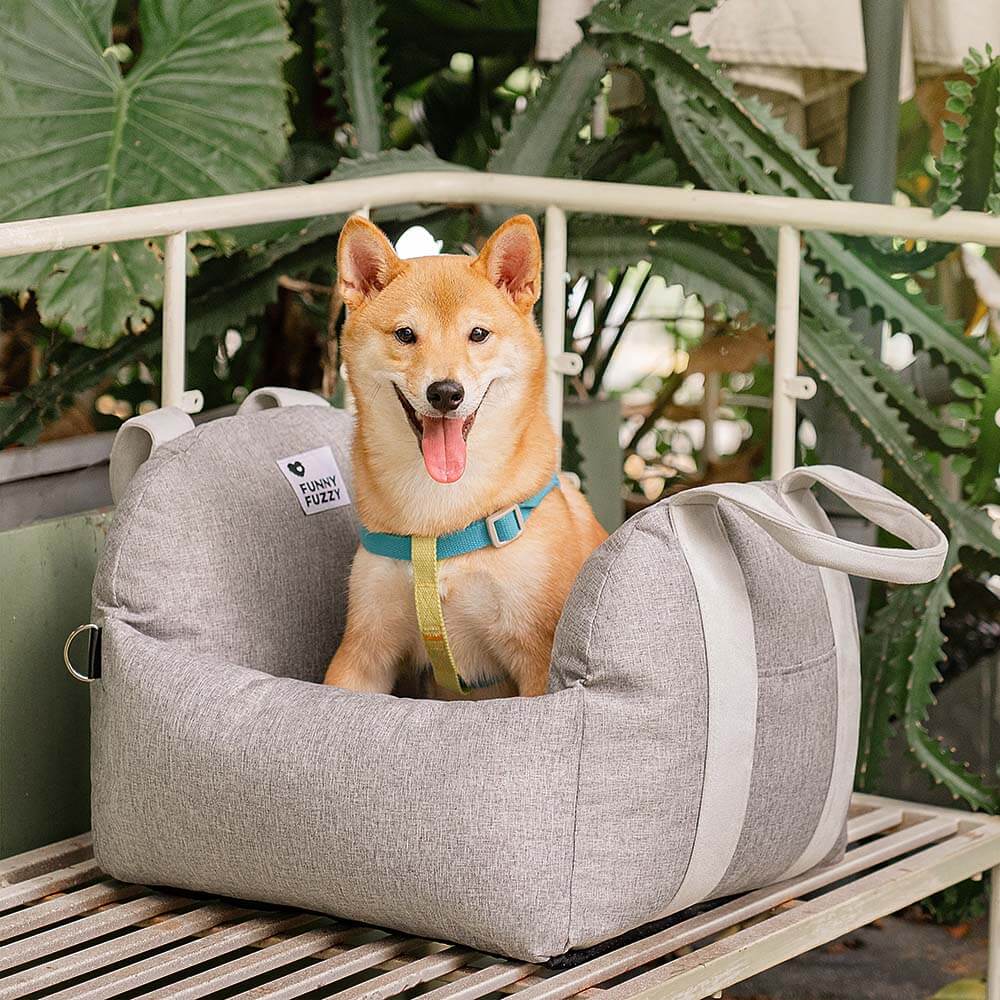 Portable Pet Carrier Booster Seat with Safety Harness and Washable Cover for Small Dogs